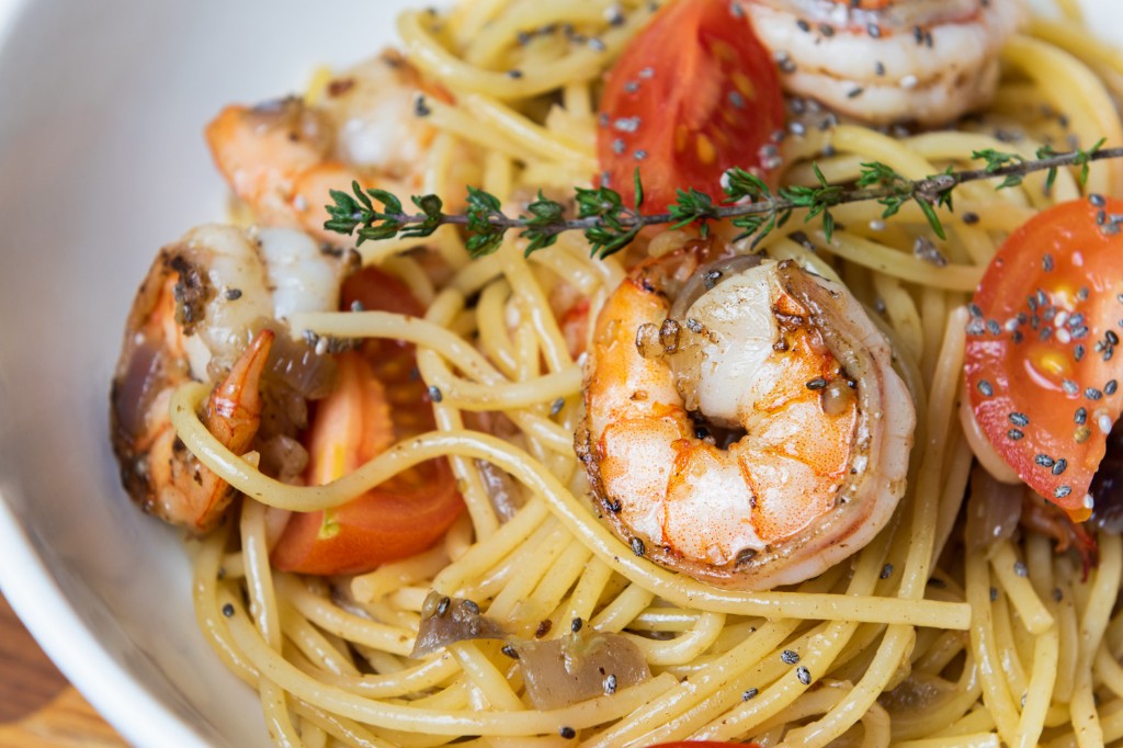 Gamberoni in crosta di pistacchio